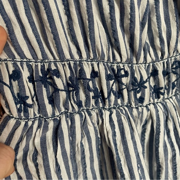 Banana Republic Striped Off-Shoulder Blue + White Cottagecore Lined Dress sz XL - Picture 2 of 6